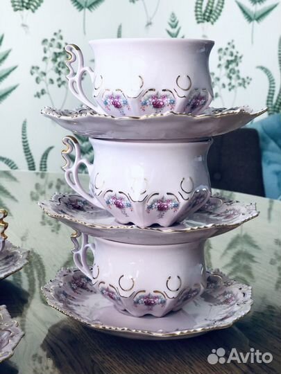 Сервиз чайный Thun розовый фарфор Chodov