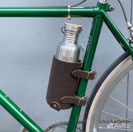 Держатель бутылки на велосипед кожаный коричневый