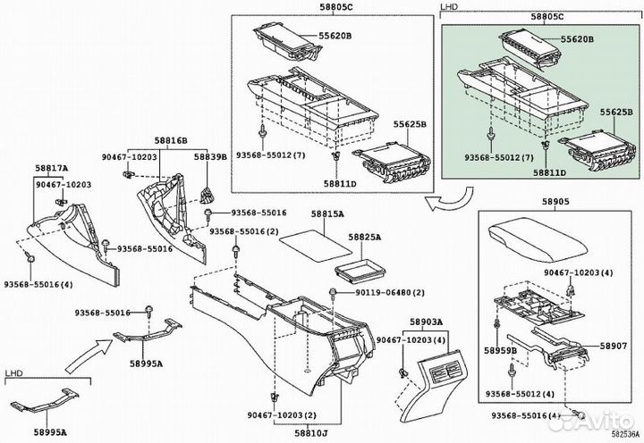 Накладка центральной консоли Toyota Camry 40 2azfe