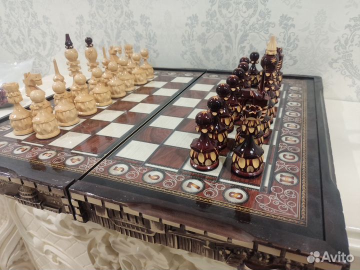 Шахматы / нарды деревянные резные