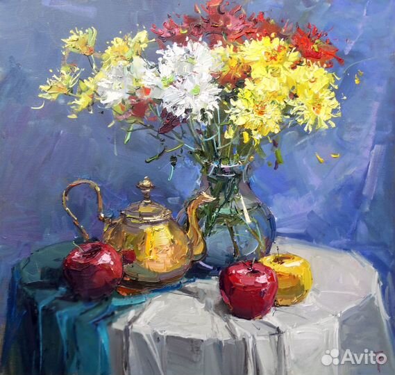 Картина поздеев игорь. натюрморт С цветами х.м