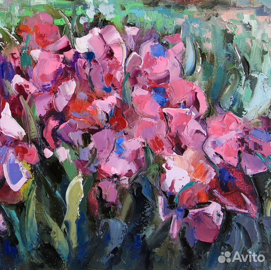 Картина с цветами Яркий летний пейзаж цветущий луг