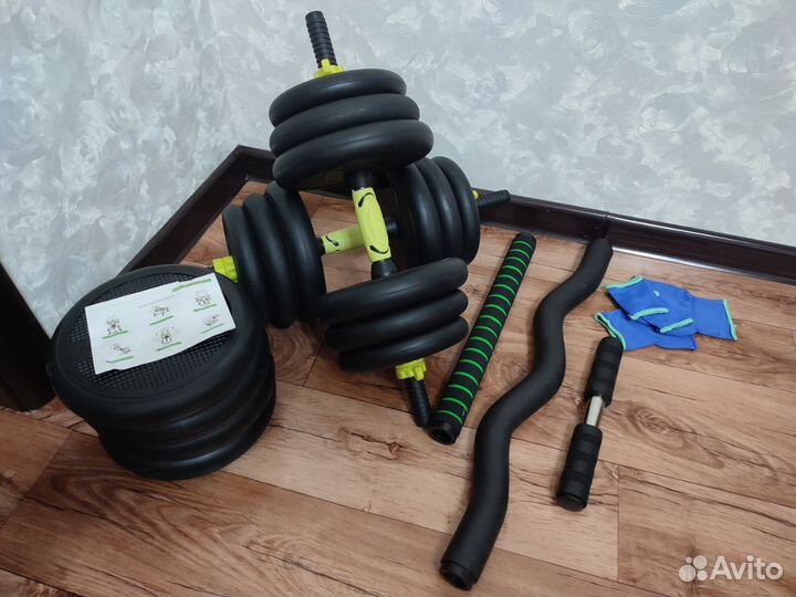 Гантели разборные + две штанги