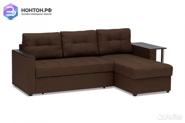 Диван угловой дельфин Атланта коричневый