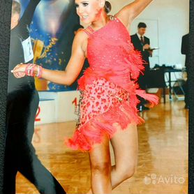 Танцевальный костюм: женское платье латина для Юниоров-2 (Розовое) р. 40-42