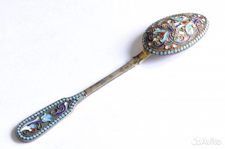 Ложка чайная Серебро 84 Перегородчатая эмаль