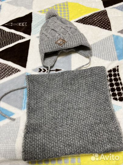 Комплект шапка снуд и манишка для мальчика