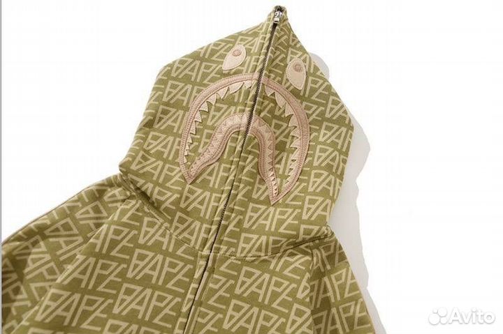 Зип худи Bape Shark золотого цвета