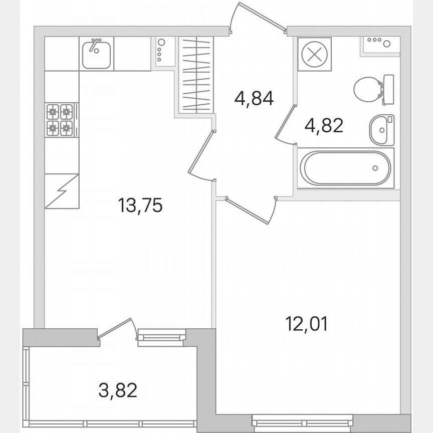 1-к. квартира, 37,3 м², 1/8 эт.