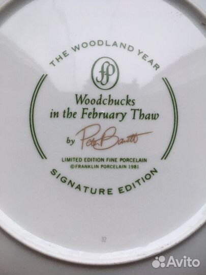 Настенная тарелка Franklin Porcelain, редкая