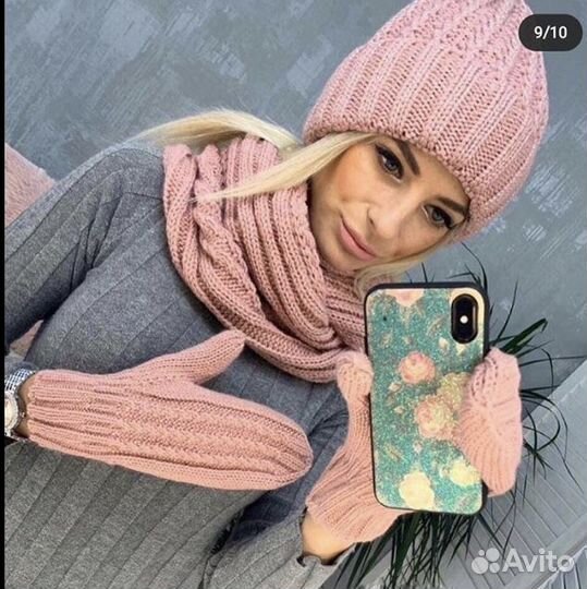 Комплект: шапка, шарф, варежки