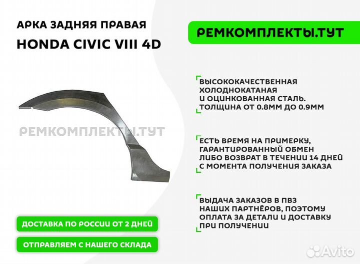 Арка задняя правая Honda Civic 8 4D