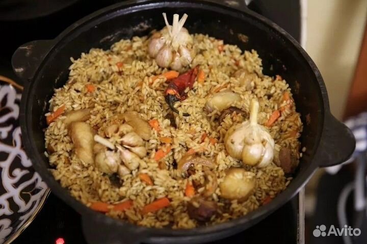 Казан чугунный узбекский с крышкой для плова