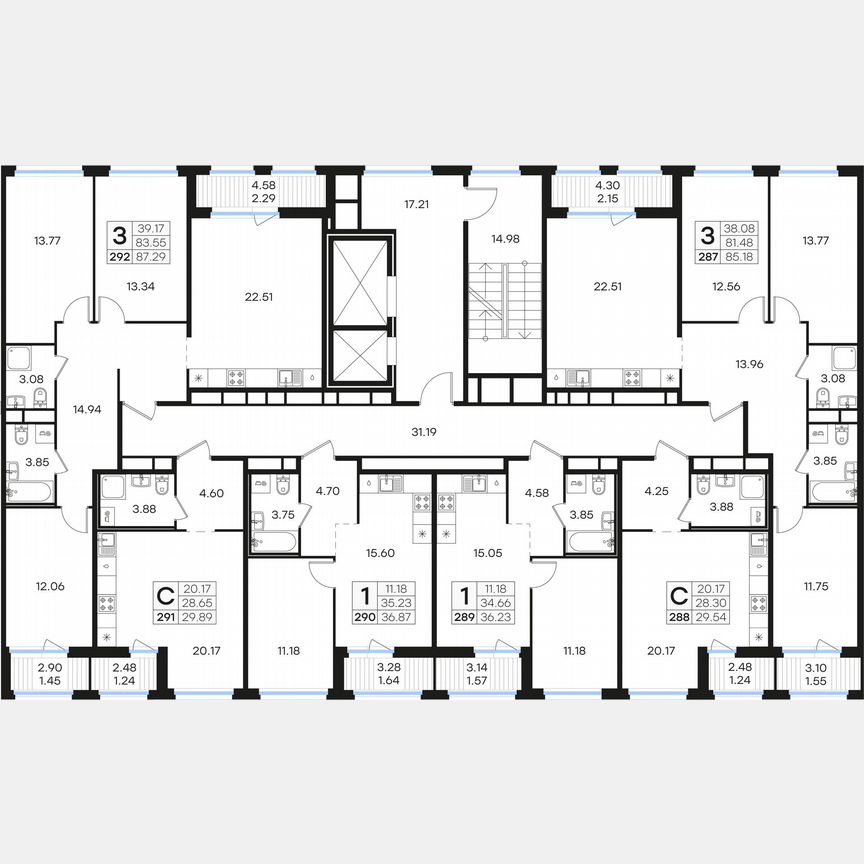 3-к. квартира, 87,3 м², 10/15 эт.