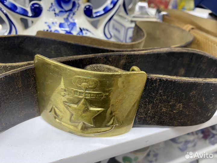 Ремень СССР морской нат кожа