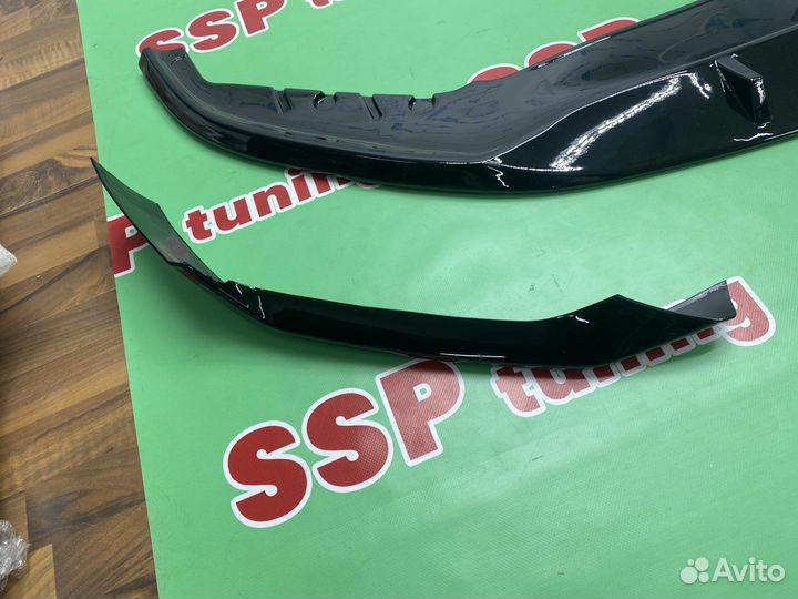 Передний сплиттер для BMW G30 LCI, черный глянец