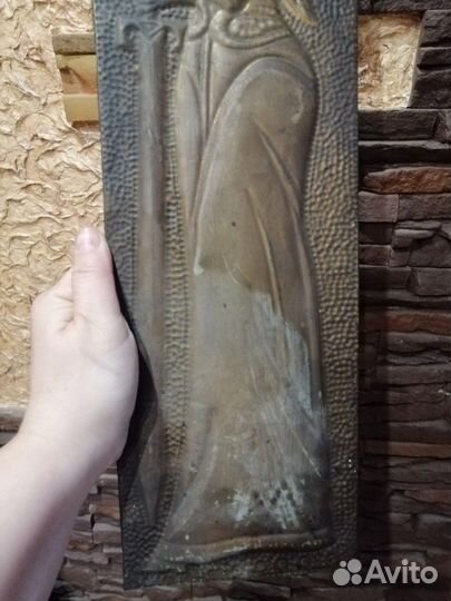 Медное панно. Медная чеканка СССР. Девушка