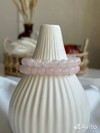 Браслет из натурального розового кварца 