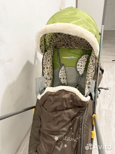 Детские санки коляска с колесами бу