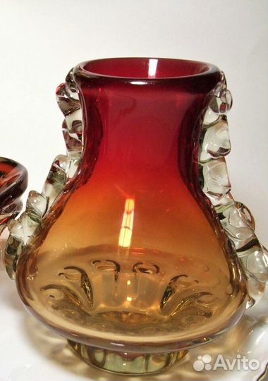 Вазы СССР, гутное цветное стекло, 1960-70 Богемия