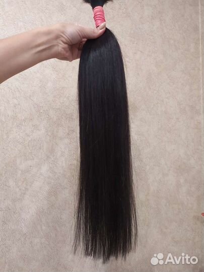 Волосы для наращивания чёрные срез новые 42-54 см