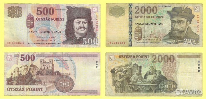 Банкноты Венгрия 500,2000 форинтов 2010,2013 гг