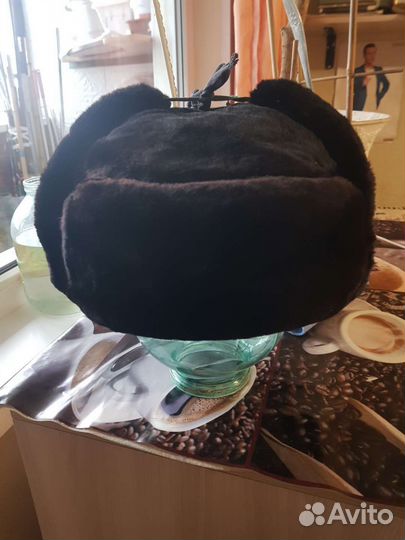 Шапка ушанка мужская. мутон