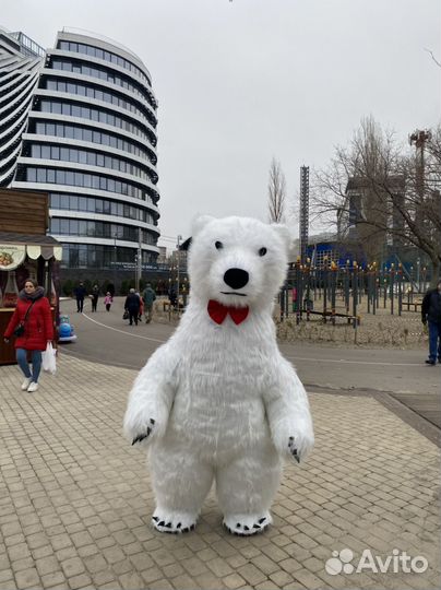 Белый Мишка поздравление.Ростовые куклы