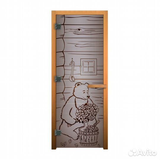 Дверь для Бани стекло Сатин Матовая, рис. 