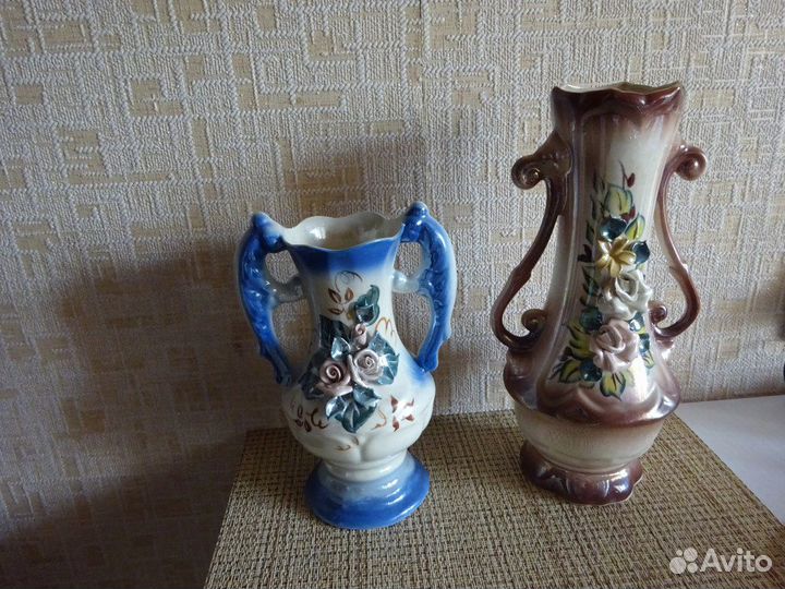 Ваза хрустальная и керамическая