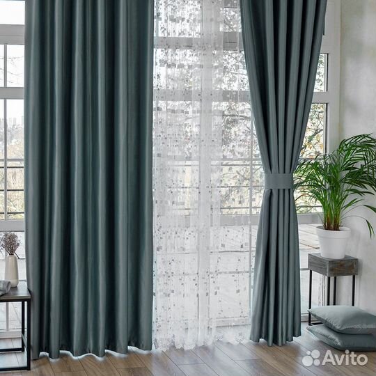 Портьеры сатен Адора Базальтовый шторы