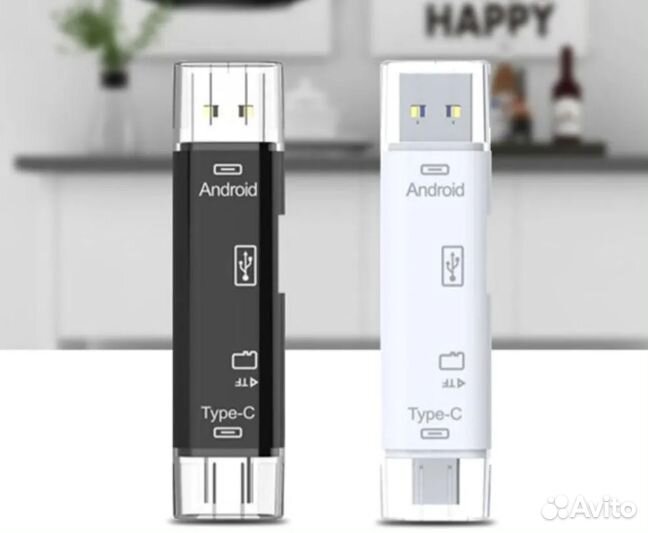 Картридер 5 в 1 USB 2.0, microUSB, Type-C