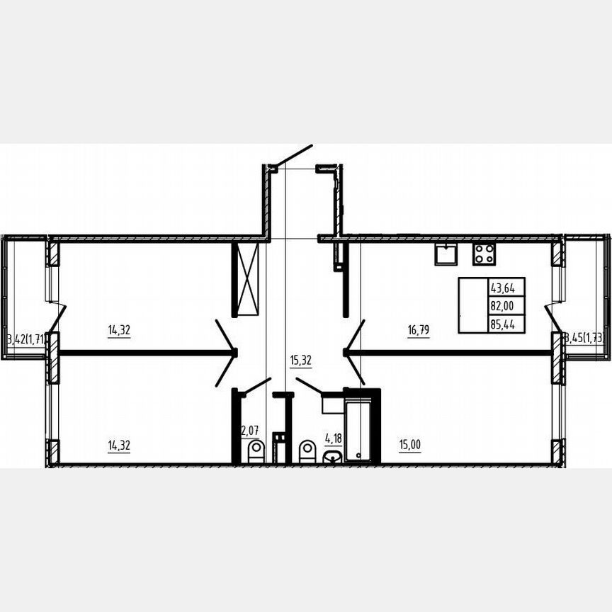 4-к. квартира, 82 м², 3/4 эт.