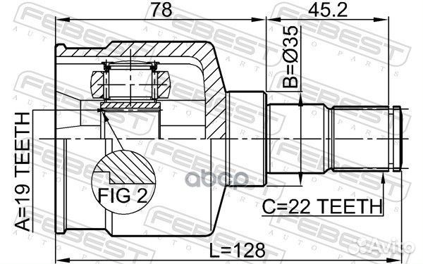 ШРУС внут. 19X35X22 chevrolet kalos 2003-2008 1