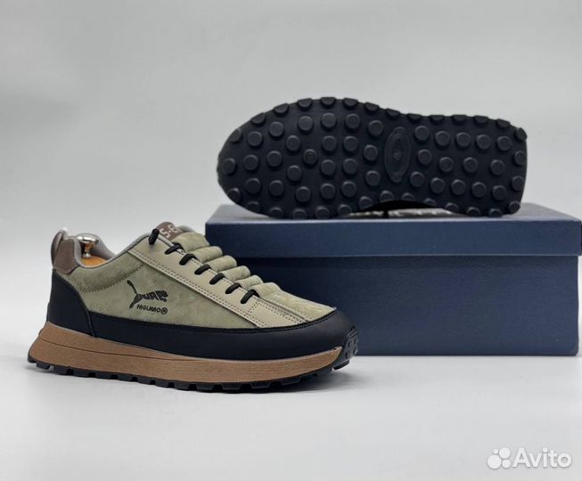 Кроссовки мужские весенние зеленые без меха 40-44