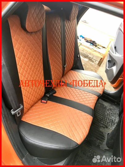 Чехлы Hyundai Solaris 1 Sd из экокожи чёрно-коричн