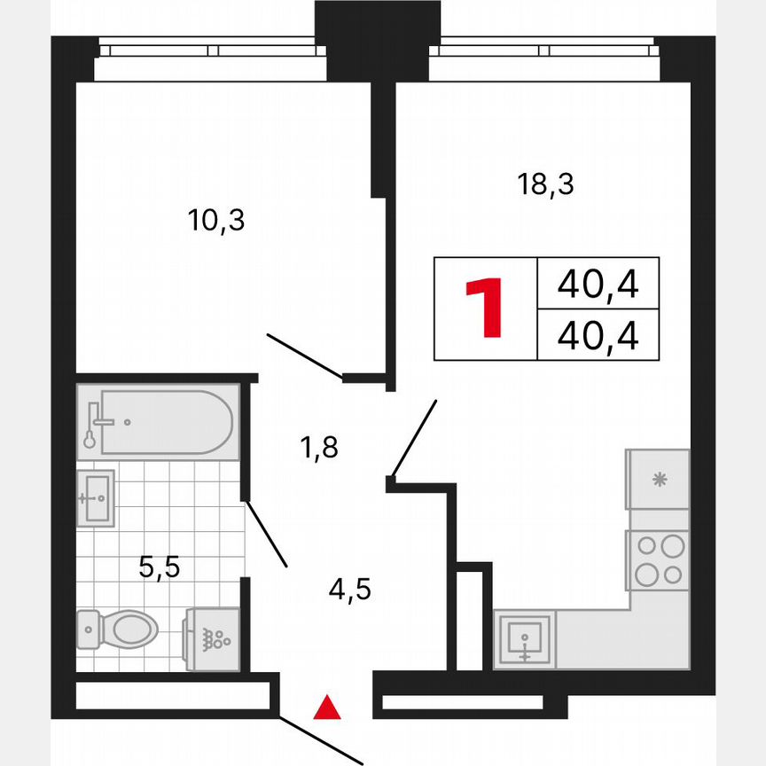 1-к. квартира, 40,4 м², 13/29 эт.