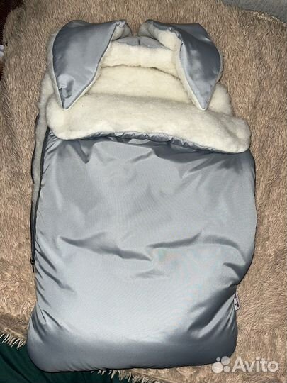 Конверт на выписку для мальчика +шапка с ушками