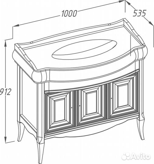 Тумба Лоренцо 100, цвет белый без патины