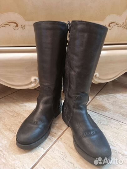 Кожаные сапоги zara утеплённые 28