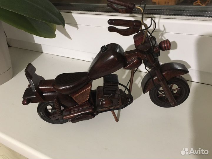 Мотоцикл деревянный, Harley Davidson, 23 см