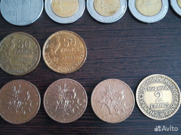 Монеты: Швейцария,Италия,франция