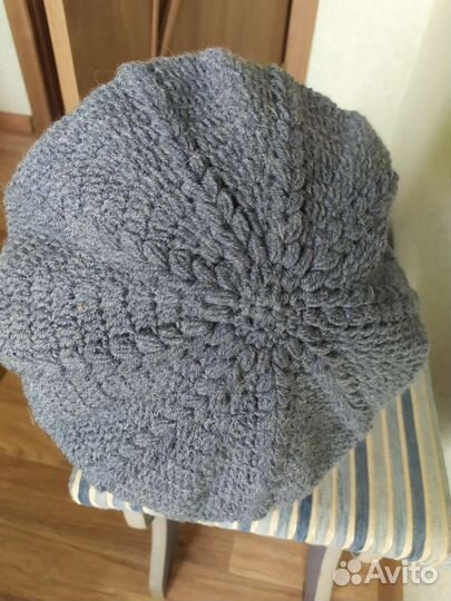 Вязанный Берет с шарфом женский