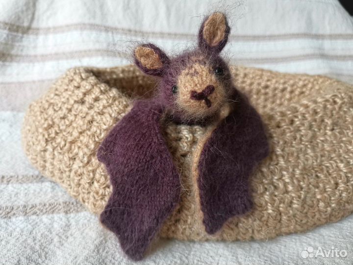 Вязаная игрушка кофейный мышонок, вязание спицами