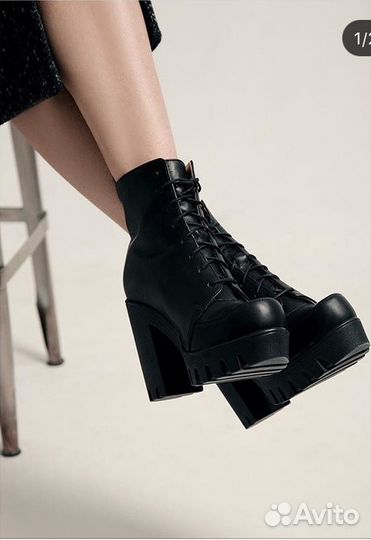 Высокие женские чёрные ботинки. Новые 37-37,5