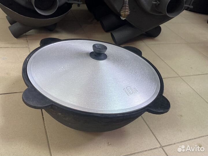 Казан 10л с крышкой из алюминия