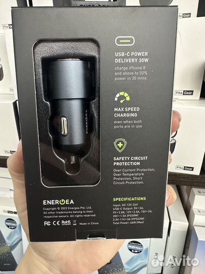 Автомобильная зарядка EnergEA AluDrive PD20 38W