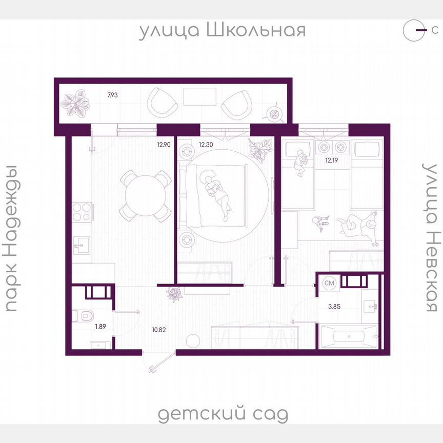 2-к. квартира, 56 м², 4/5 эт.
