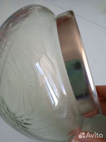 Сахарница СССР винтаж мельхиор хрусталь