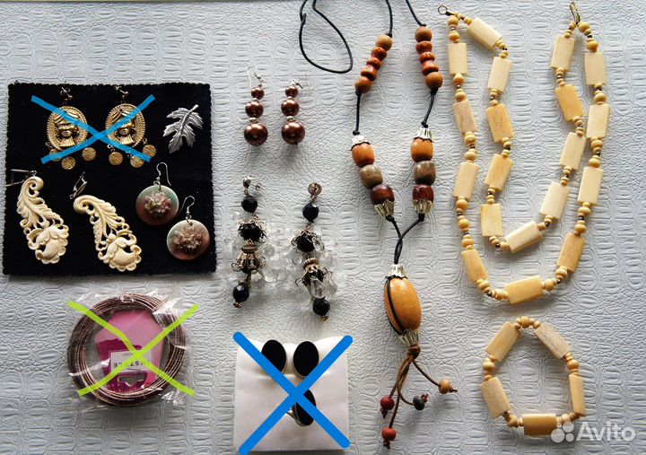 Украшения бижутерия серьги браслеты -кость, дерево